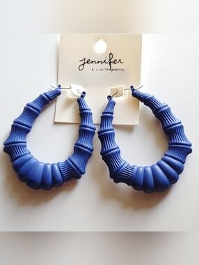 Blue Bamboo Style Earrings